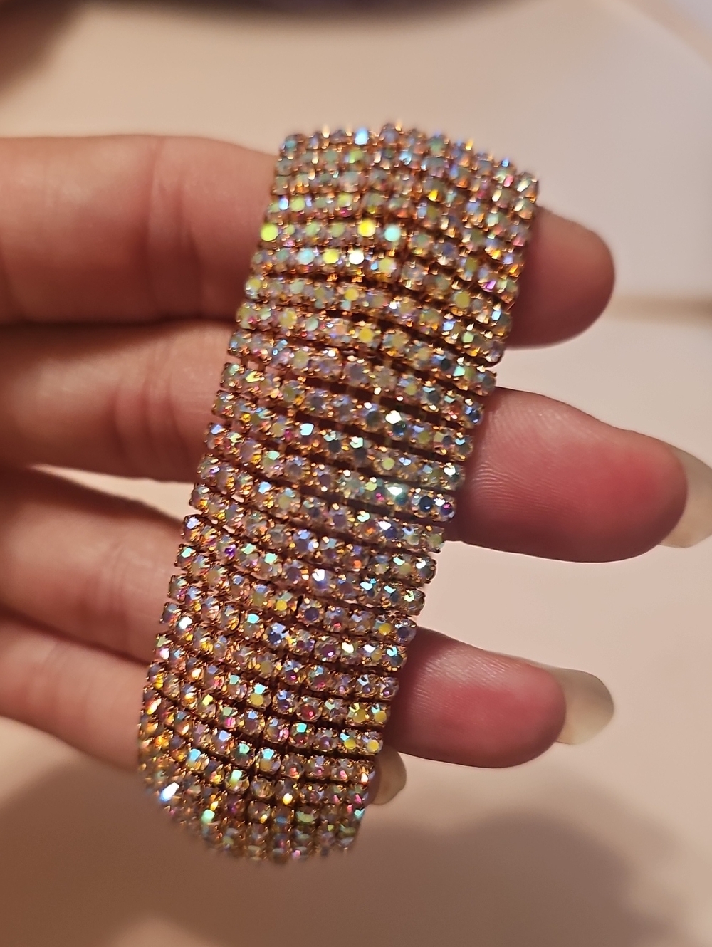 Anthropologie Aurora Borealis Crystal Cuff Bracelet